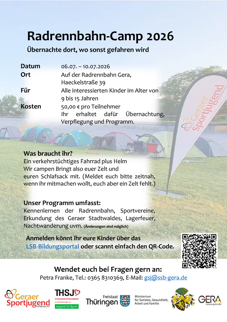 Radrennbahn-Camp 2026 in Gera
